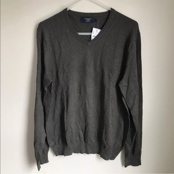 J Crew Sweater V Neck Hunter Green Cotton Cashmere - Picture 3 of 5